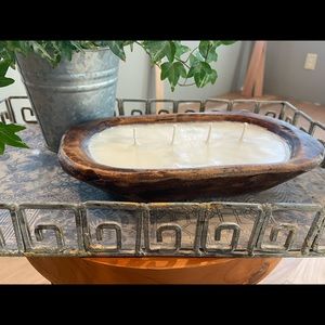 All Natural Soy Candle in a reusable wooden bread dough bowl